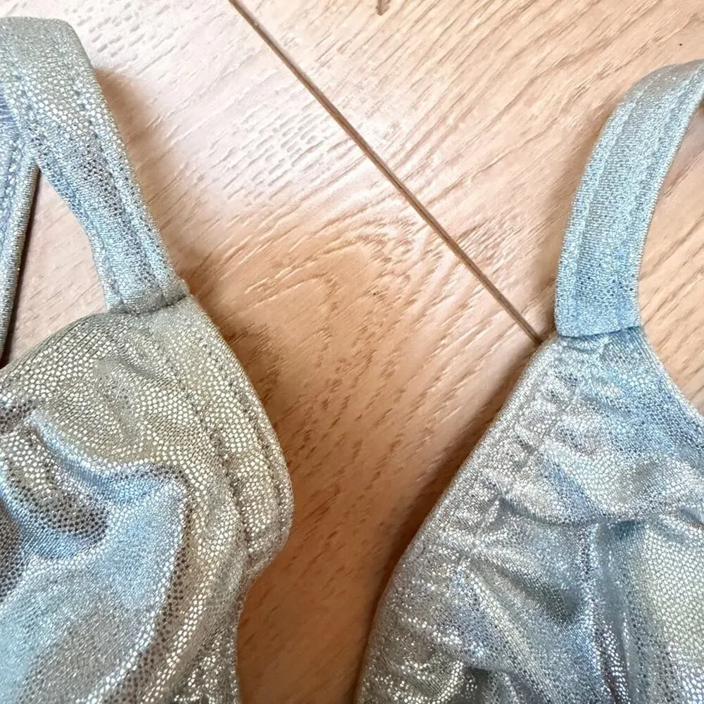 Kelle dance silver metallic high-Waist Bralette & brief 2-piece Set large child